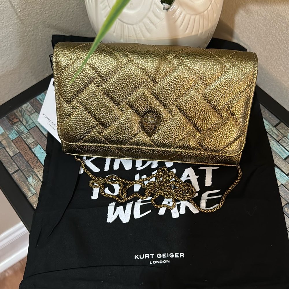 Kurt Geiger London Extra Mini Kensington Quilted Leather Wallet on a Chain